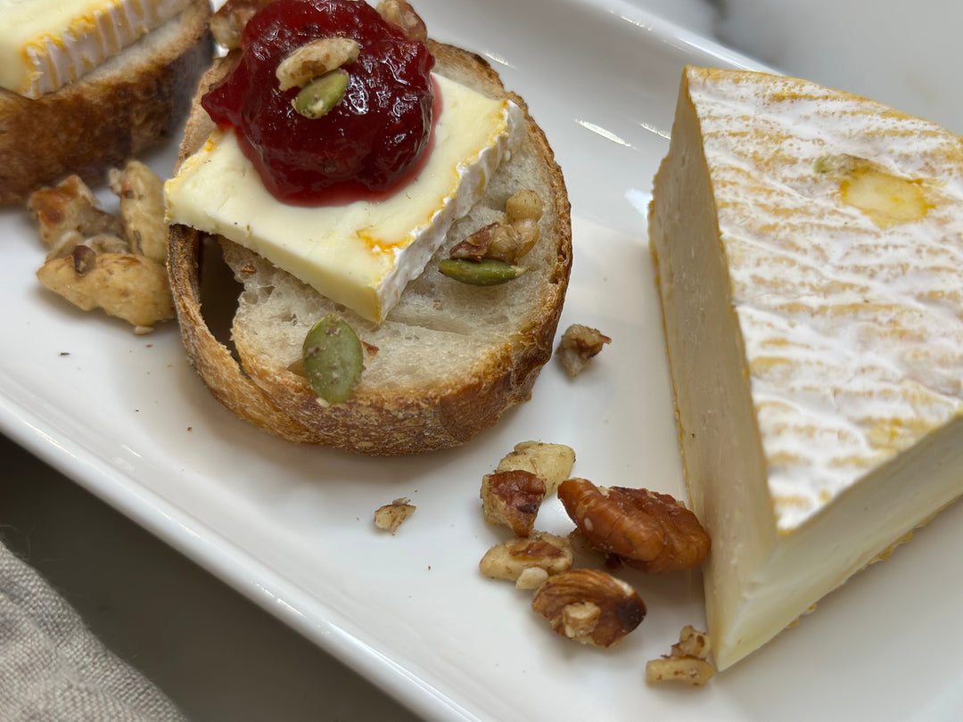 Elegant Baguette Appetizer With Brie, Fresh Cranberries and OG Granola