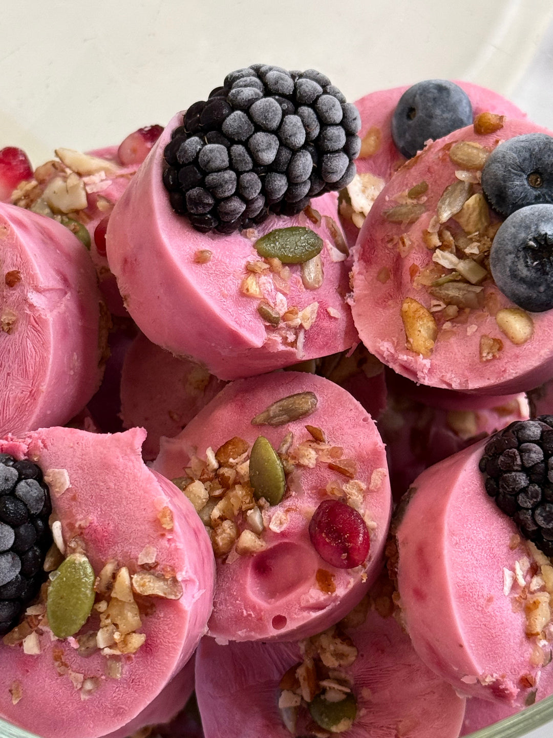 Raspberry Fro-Yo Bites with Granola