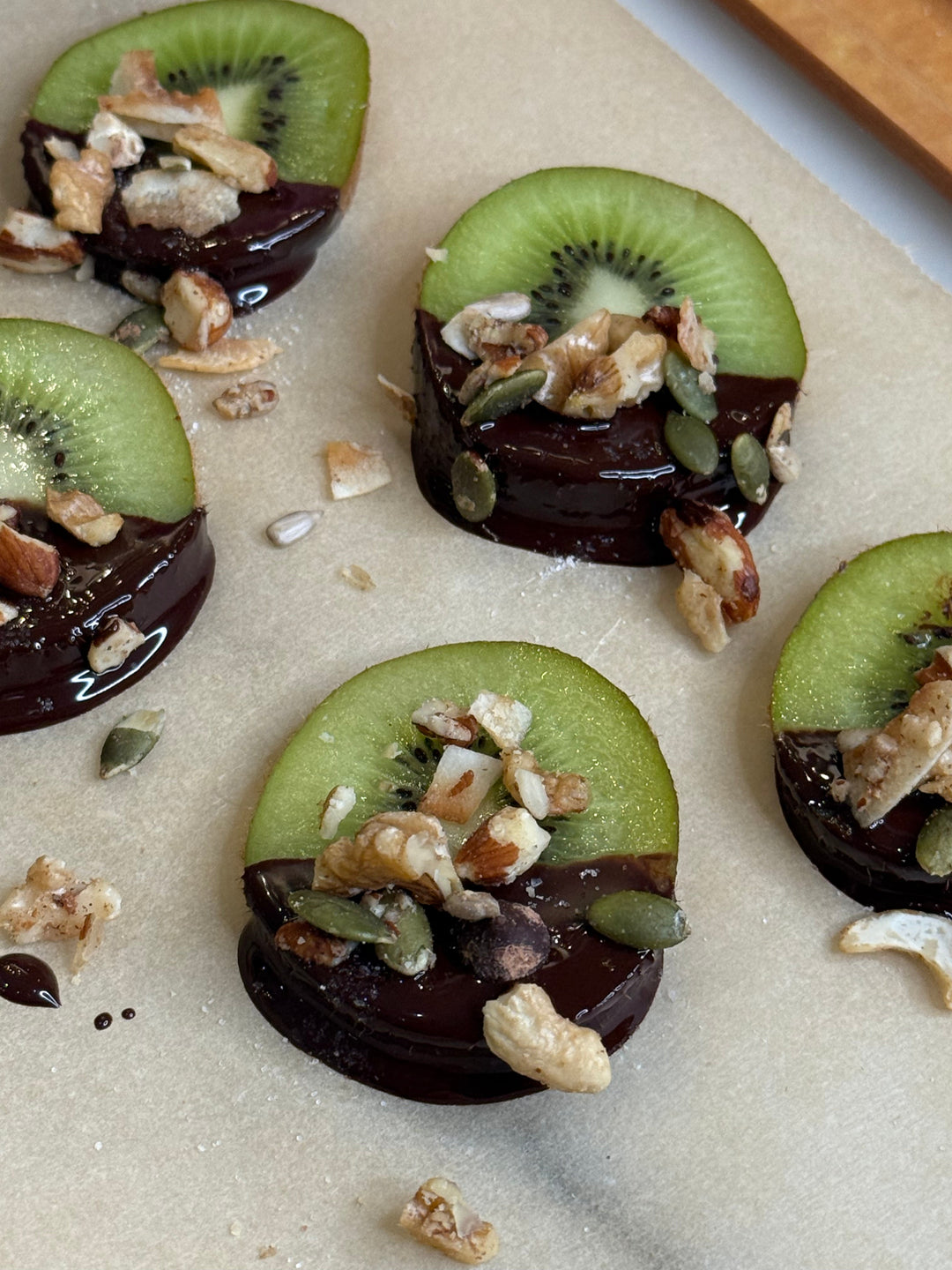 Dark Chocolate Dipped Kiwi with Granola Crunch